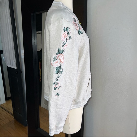 Life Worx Gloria Vanderbilt Floral Embroidered Cream Women's Bomber Jacket XL - Picture 3 of 10